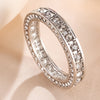 Cubic Zirconia Band Ring, Zinc Alloy with Silver-Tone Finish, Sizes No. 5-11