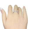 Cubic Zirconia Band Ring, Zinc Alloy with Silver-Tone Finish, Sizes No. 5-11