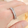 Cubic Zirconia Band Ring, Zinc Alloy with Silver-Tone Finish, Sizes No. 5-11