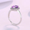 Oval Halo Ring, Copper Alloy with Colored Center Accent, Adjustable Silver-Tone Band, 5 Colors