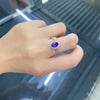 Oval Halo Ring, Copper Alloy with Colored Center Accent, Adjustable Silver-Tone Band, 5 Colors