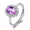 Oval Halo Ring, Copper Alloy with Colored Center Accent, Adjustable Silver-Tone Band, 5 Colors