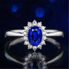 Oval Halo Ring, Copper Alloy with Colored Center Accent, Adjustable Silver-Tone Band, 5 Colors