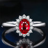 Oval Halo Ring, Copper Alloy with Colored Center Accent, Adjustable Silver-Tone Band, 5 Colors