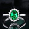 Oval Halo Ring, Copper Alloy with Colored Center Accent, Adjustable Silver-Tone Band, 5 Colors