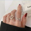 Open Ring for Women, Assorted Silver-Tone Heart, Oval Accent and Layered Band Designs