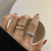 Open Ring for Women, Assorted Silver-Tone Heart, Oval Accent and Layered Band Designs