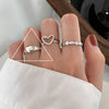 Open Ring for Women, Assorted Silver-Tone Heart, Oval Accent and Layered Band Designs