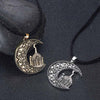 Moon House Pendant Necklace, Vintage-Inspired Alloy Design in Antique Gold or Antique Silver Tone - Product view 2