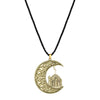 Moon House Pendant Necklace, Vintage-Inspired Alloy Design in Antique Gold or Antique Silver Tone - Product view 3