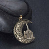 Moon House Pendant Necklace, Vintage-Inspired Alloy Design in Antique Gold or Antique Silver Tone - Antique Gold