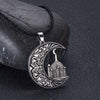 Moon House Pendant Necklace, Vintage-Inspired Alloy Design in Antique Gold or Antique Silver Tone - Antique Silver