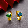 Round Colored Accent Ring, Gold-Plated Brass with Adjustable Opening, Red, Blue, Purple or Green