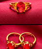 Round Colored Accent Ring, Gold-Plated Brass with Adjustable Opening, Red, Blue, Purple or Green