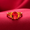 Round Colored Accent Ring, Gold-Plated Brass with Adjustable Opening, Red, Blue, Purple or Green