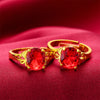 Round Colored Accent Ring, Gold-Plated Brass with Adjustable Opening, Red, Blue, Purple or Green