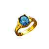 Round Colored Accent Ring, Gold-Plated Brass with Adjustable Opening, Red, Blue, Purple or Green