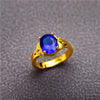 Round Colored Accent Ring, Gold-Plated Brass with Adjustable Opening, Red, Blue, Purple or Green