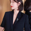 Moon Brooch Pin for Women, Alloy Crescent Design with Pearl-Style and Sparkling Accents, Gold or Silver Tone - Product view 3