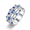 Multi-Row Ring, Copper with Blue or Green Accents, Silver-Tone, Sizes No. 6-10