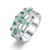 Multi-Row Ring, Copper with Blue or Green Accents, Silver-Tone, Sizes No. 6-10