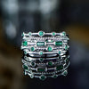 Multi-Row Ring, Copper with Blue or Green Accents, Silver-Tone, Sizes No. 6-10
