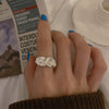 Textured Open Ring, Alloy with Crumpled Design, Adjustable Silver-Tone Band