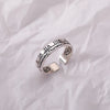Roman Numeral Open Ring, Silver-Tone Engraved Band for Men and Women