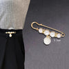 Pearl-Style Safety Pin Brooches, White or Black Bead Details for Clothing and Waist Fastening - Pendant pearl 5.5