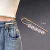 Pearl-Style Safety Pin Brooches, White or Black Bead Details for Clothing and Waist Fastening - Five pearls