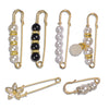 Pearl-Style Safety Pin Brooches, White or Black Bead Details for Clothing and Waist Fastening - Product view 5