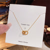 Titanium Steel Pendant Necklace for Women, Interlocking Circle Design in Gold, Silver or Rose Gold Tone - X162 titanium steel real gold color retention