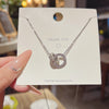 Titanium Steel Pendant Necklace for Women, Interlocking Circle Design in Gold, Silver or Rose Gold Tone - X432 titanium steel color retention