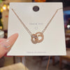 Titanium Steel Pendant Necklace for Women, Interlocking Circle Design in Gold, Silver or Rose Gold Tone - X433 titanium steel rose gold