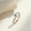 Snake Ring, Stainless Steel with Clear Accents and Green Eyes, Gold-Tone, US Sizes 6-9