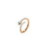 Snake Ring, Stainless Steel with Clear Accents and Green Eyes, Gold-Tone, US Sizes 6-9