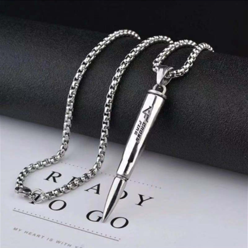 Bullet-Shaped Pendant, Alloy Jewelry Design, Pendant Only and Necklace Chain Options - Product view 1