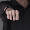 Silver-Tone Open Ring for Men, Assorted Engraved Lettering and Scrollwork Band Designs