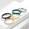 Flat Band Ring, Stainless Steel, 3 mm Wide, Five Colors, Sizes No. 5-12