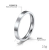 Flat Band Ring, Stainless Steel, 3 mm Wide, Five Colors, Sizes No. 5-12