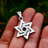Six-Pointed Star Pendants, Polished Stainless Steel Designs, Pendant Only - Product view 3