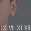 Roman Numeral Hoop Earrings, Copper Design in Antique Silver-Tone or Black Finish - Product view 2