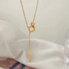 Interlocking Square Pendant Necklace for Women, Titanium Steel Chain with Tassel Detail - Product view 3
