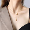 Interlocking Square Pendant Necklace for Women, Titanium Steel Chain with Tassel Detail - Product view 4