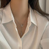 Interlocking Square Pendant Necklace for Women, Titanium Steel Chain with Tassel Detail - Silver