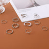 Floral Stacking Ring Set, Alloy with Leaf, Geometric and Faux Pearl Designs, Gold or Silver-Tone, 10 Pieces