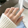 Stacking Ring Set for Women, 5-Piece Slim Wave, Beaded and Faux Pearl Accent Bands in Gold-Tone or Silver-Tone