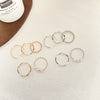 Stacking Ring Set for Women, 5-Piece Slim Wave, Beaded and Faux Pearl Accent Bands in Gold-Tone or Silver-Tone