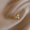 Leaf or Floral Ring, Gold-Tone Metal with White, Turquoise-Color or Clear Accents