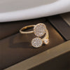 Leaf or Floral Ring, Gold-Tone Metal with White, Turquoise-Color or Clear Accents